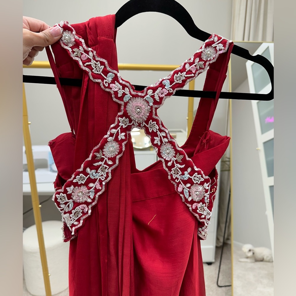 Ready to wear pre pleated skirt saree sari Indian Pakistani party wear